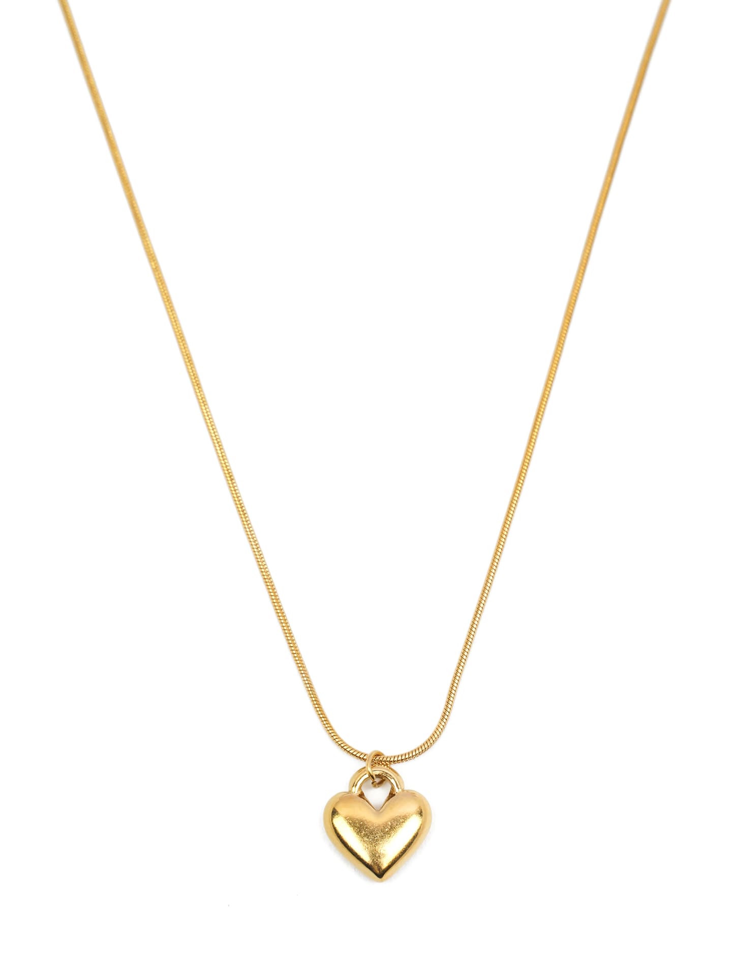 Minimalist Gold Puffy Heart Necklace-1