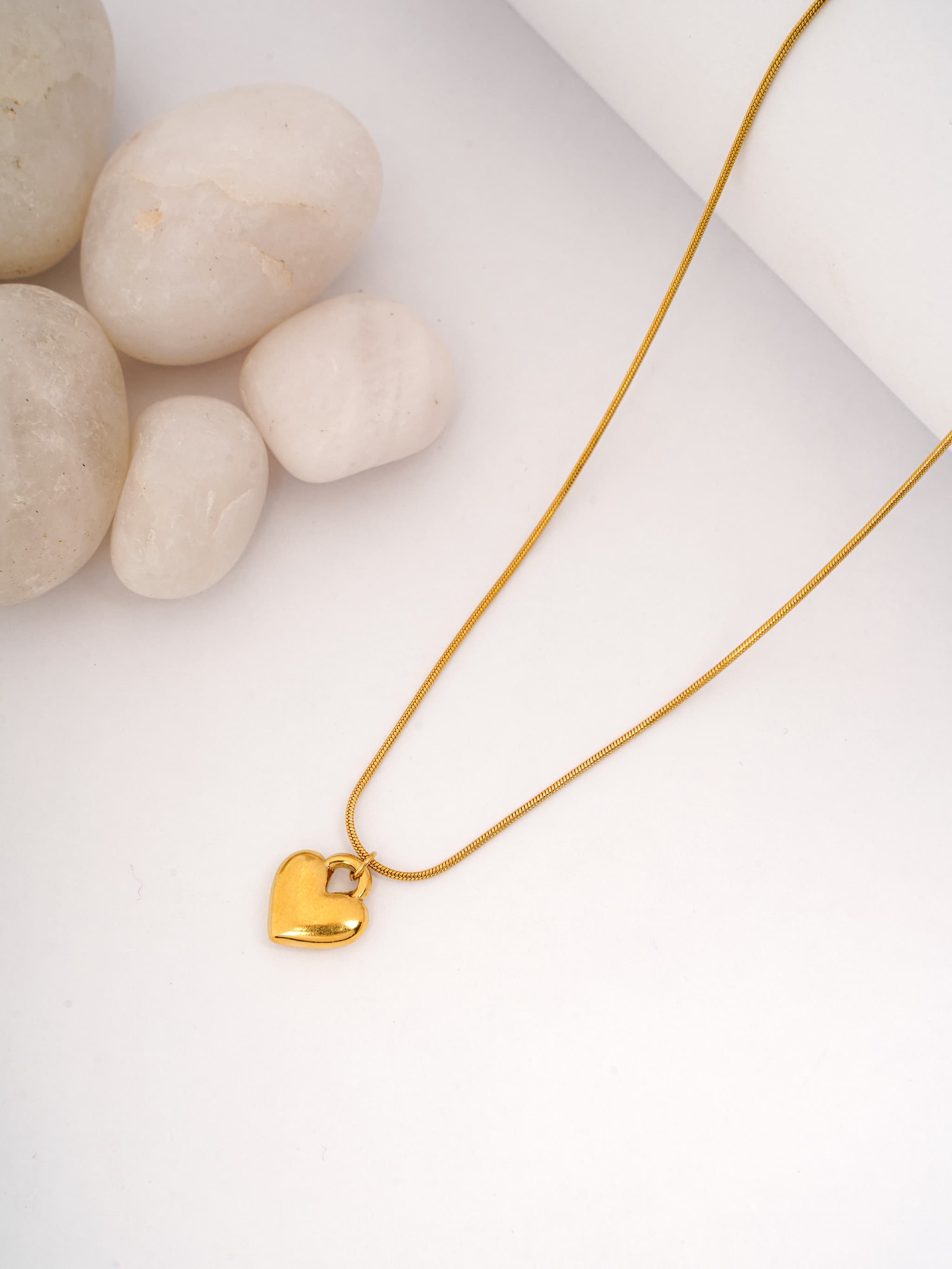 Minimalist Gold Puffy Heart Necklace-0