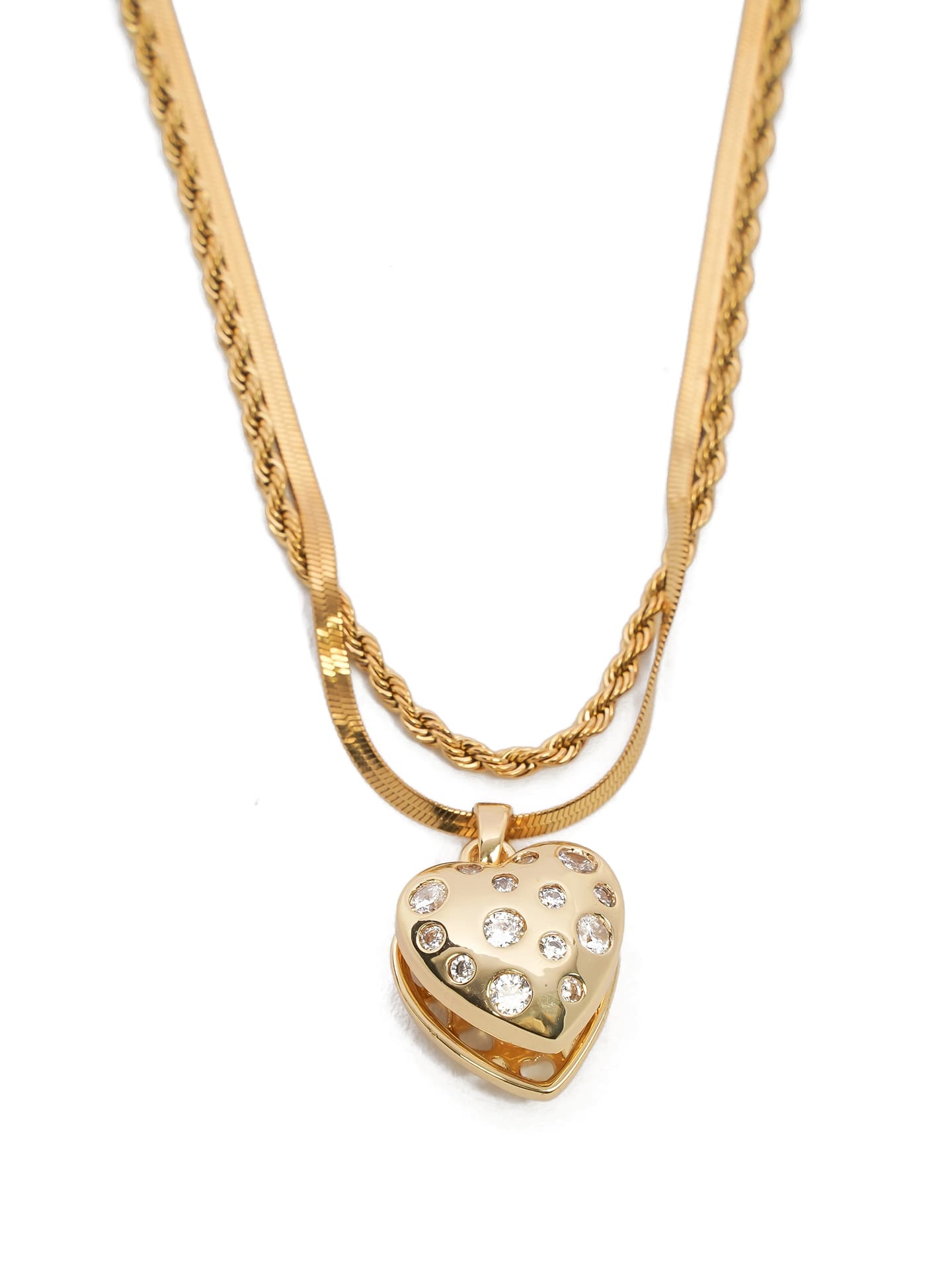 Delicate Filigree Heart Layered Necklace-2