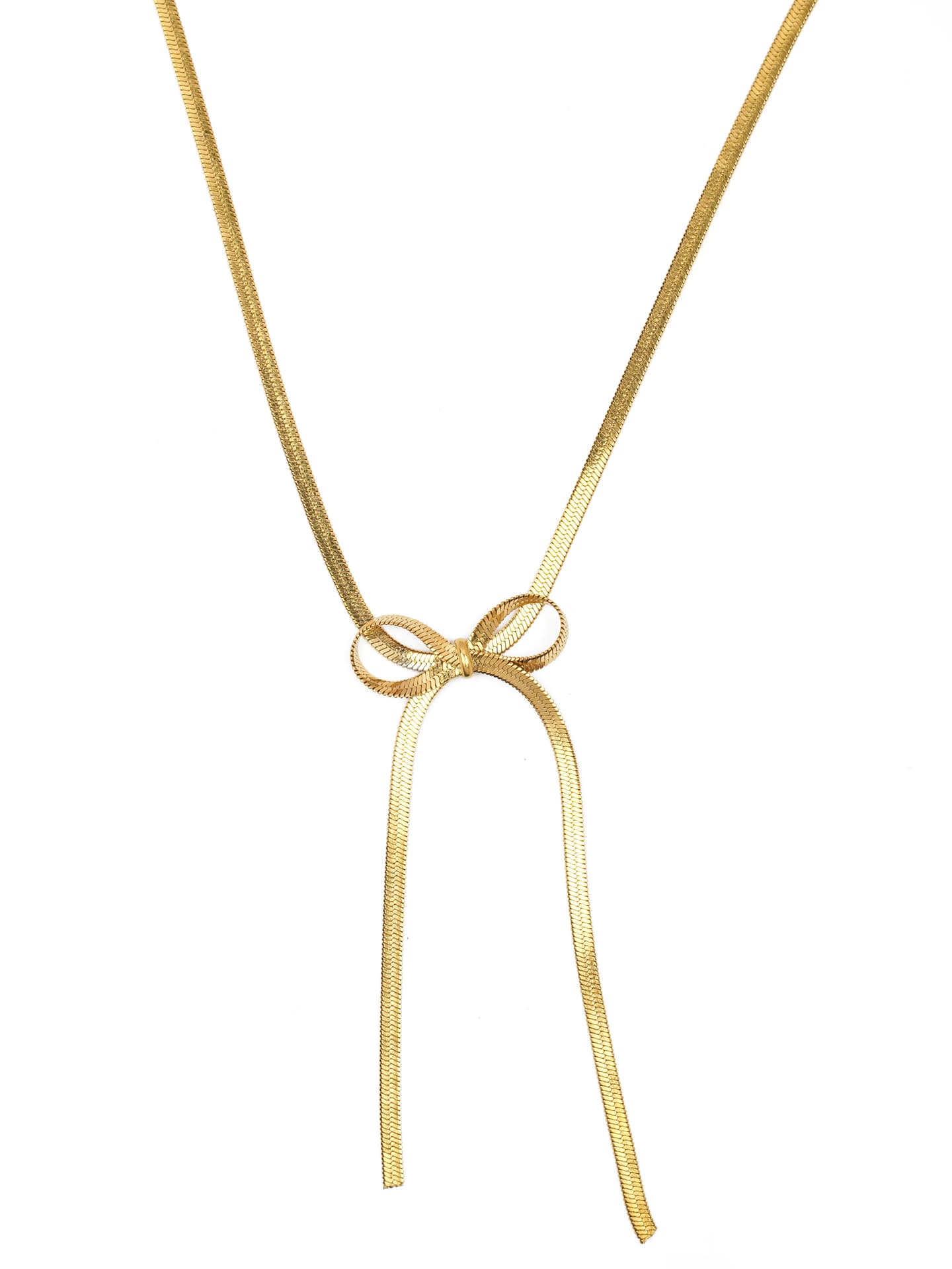 Chic Gold Bow Lariat Necklace-2