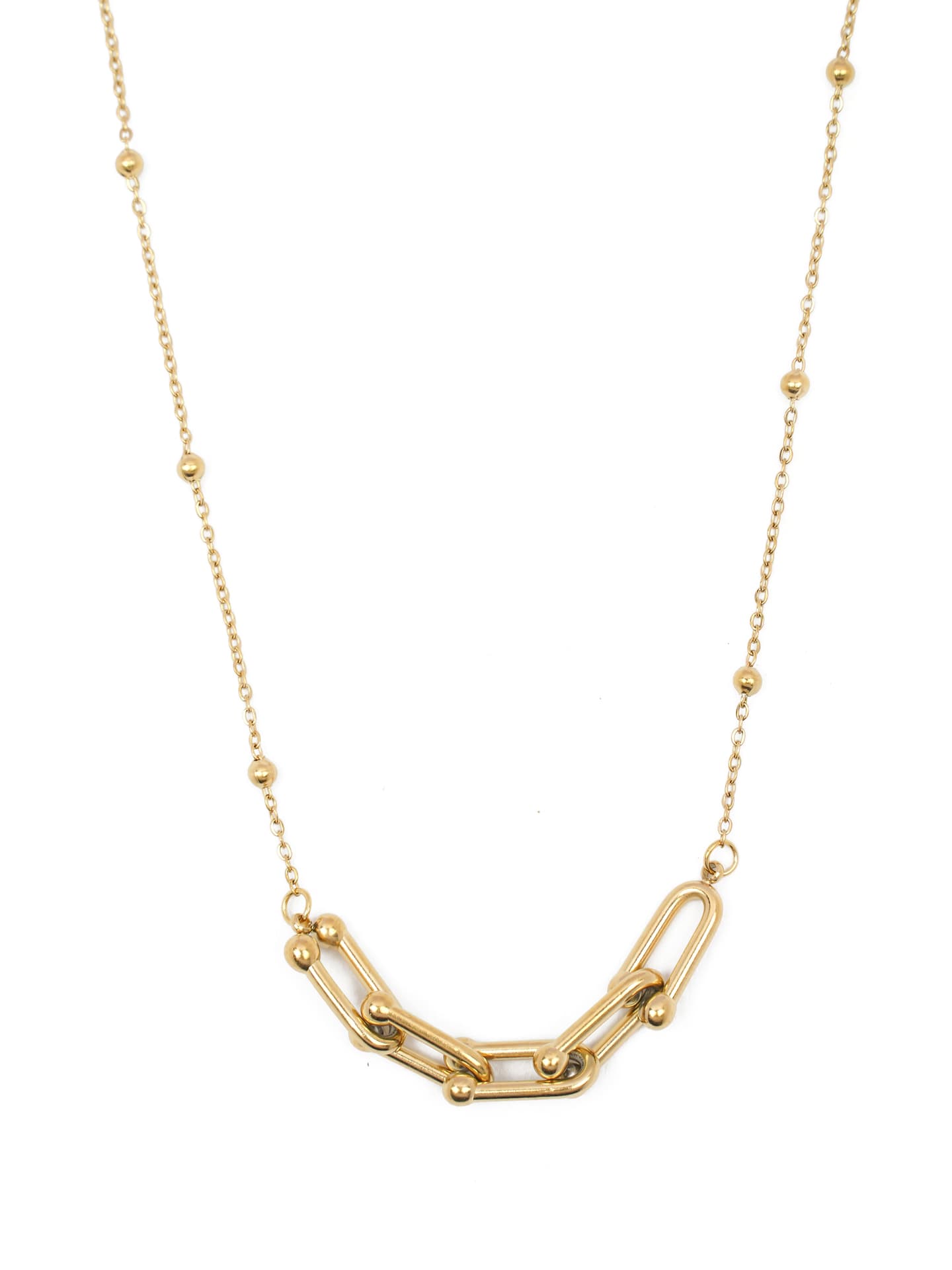 Contemporary Paperclip & Bead Necklace-1