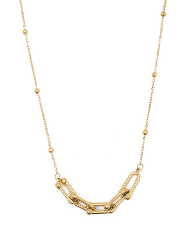 Contemporary Paperclip & Bead Necklace-thumb-1