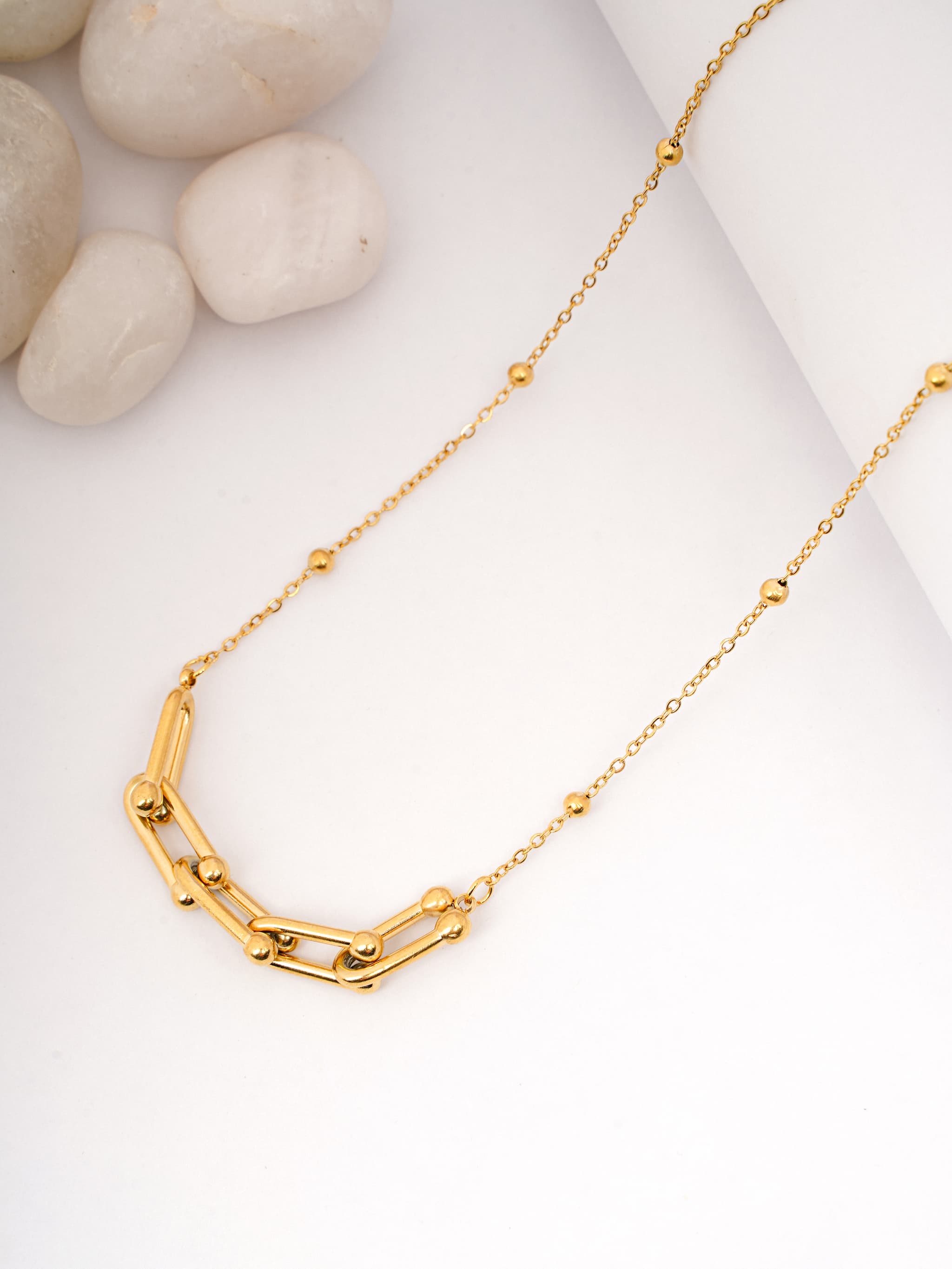 Contemporary Paperclip & Bead Necklace-0