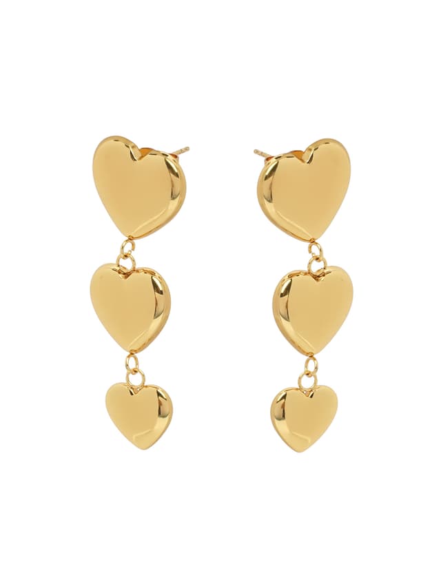 Graduated Puffy Heart Dangle Earrings-thumb-1