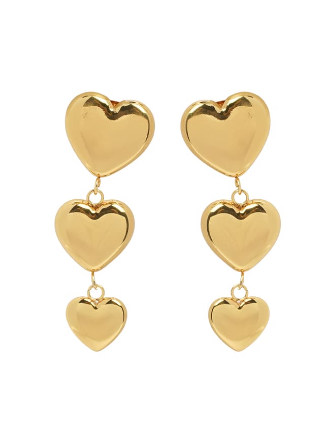 Graduated Puffy Heart Dangle Earrings-thumb-2