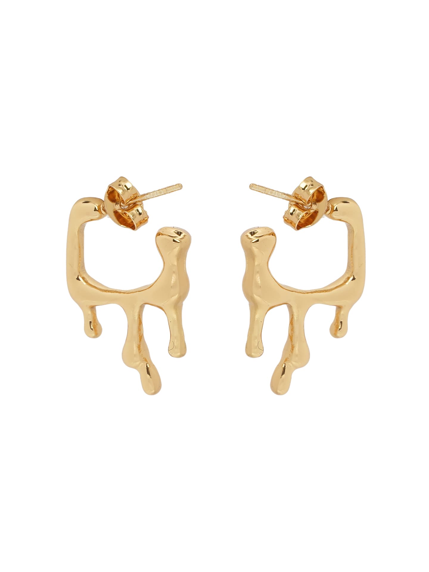 Abstract Gold Drip Hoop Earrings-0