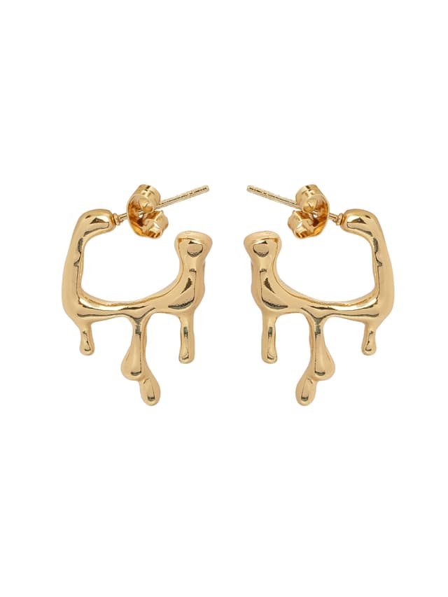 Abstract Gold Drip Hoop Earrings-thumb-1