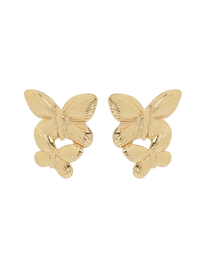 Stacked Gold Butterfly Stud Earrings-thumb-1