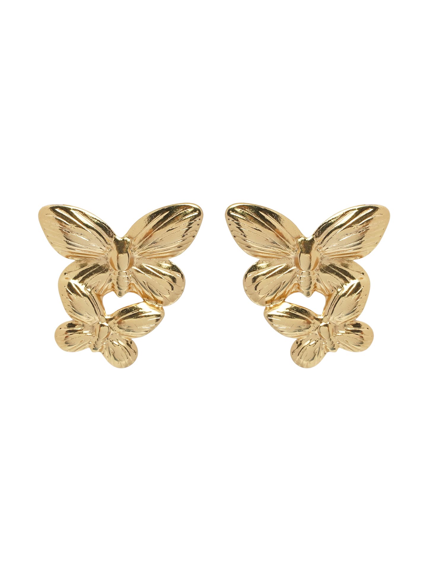 Stacked Gold Butterfly Stud Earrings-2