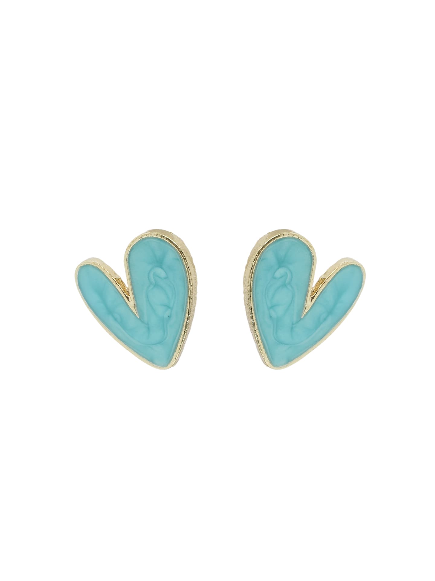 Sweet Aqua Heart Stud Earrings-1