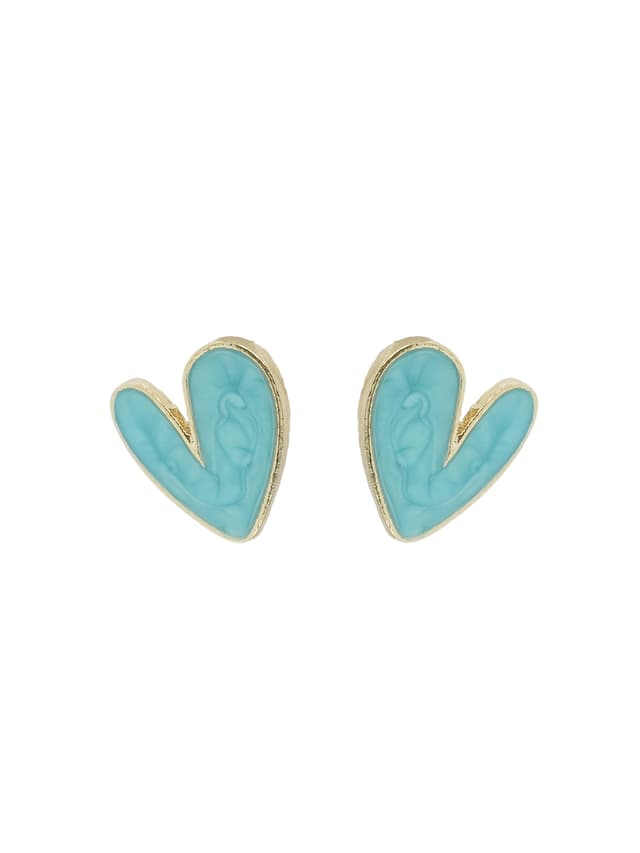 Sweet Aqua Heart Stud Earrings-thumb-1
