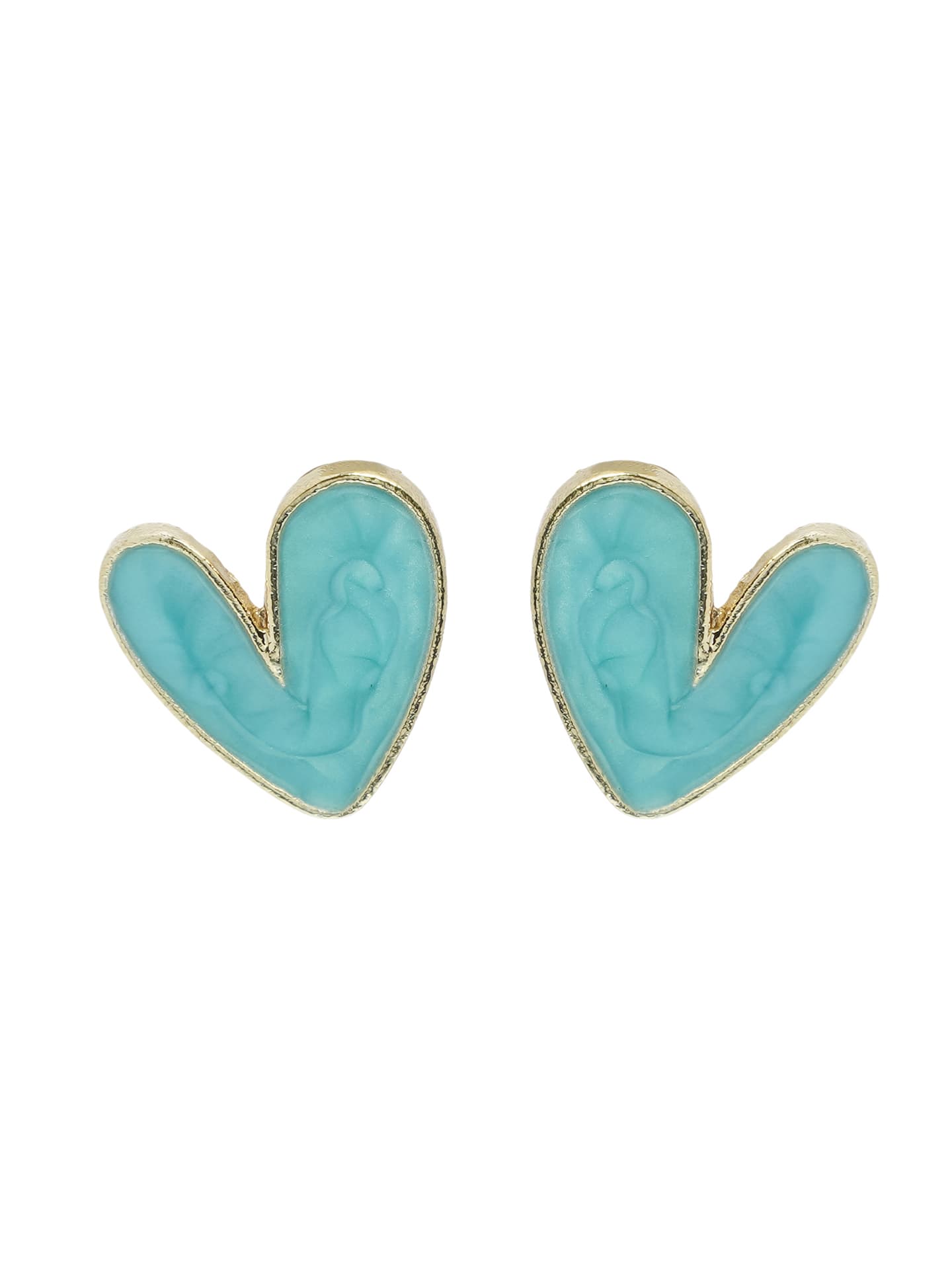 Sweet Aqua Heart Stud Earrings-2