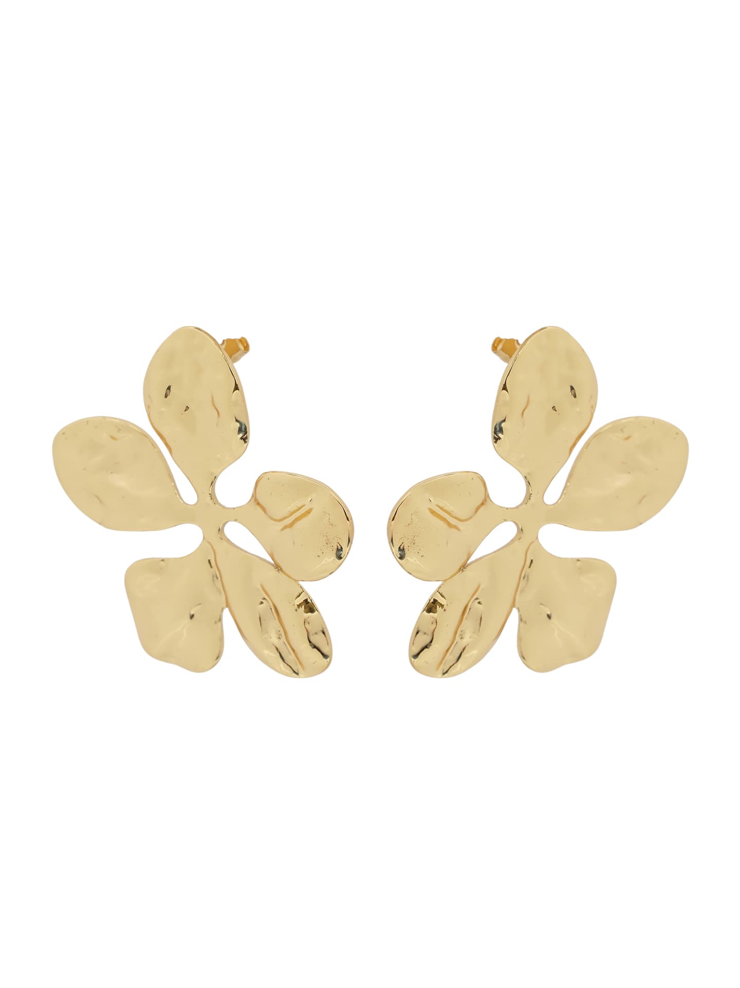 Modern Gold Abstract Flower Stud Earrings-1