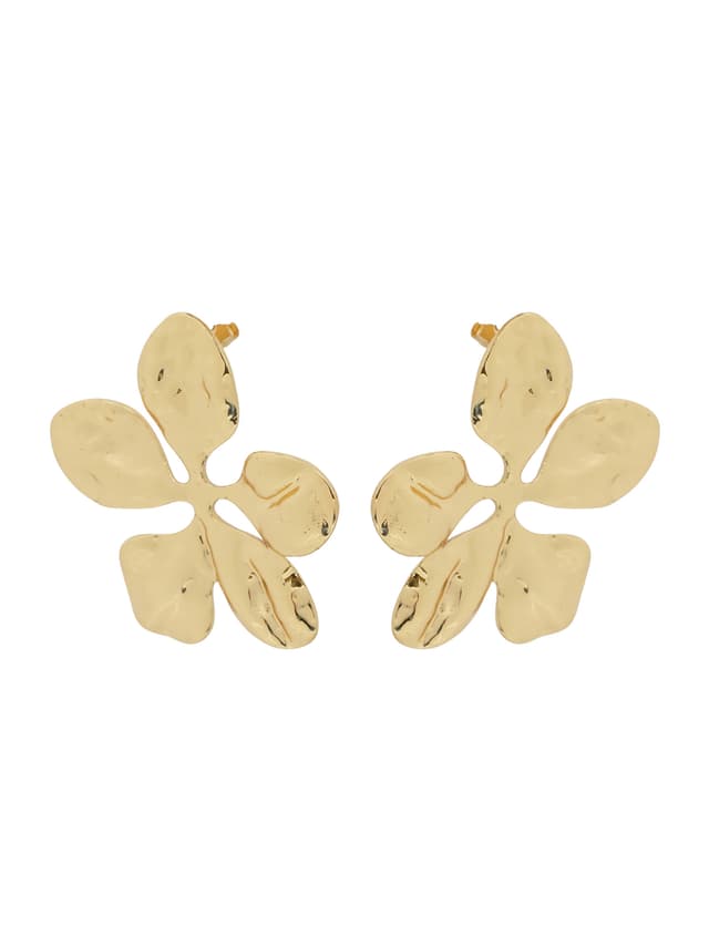 Modern Gold Abstract Flower Stud Earrings-thumb-1