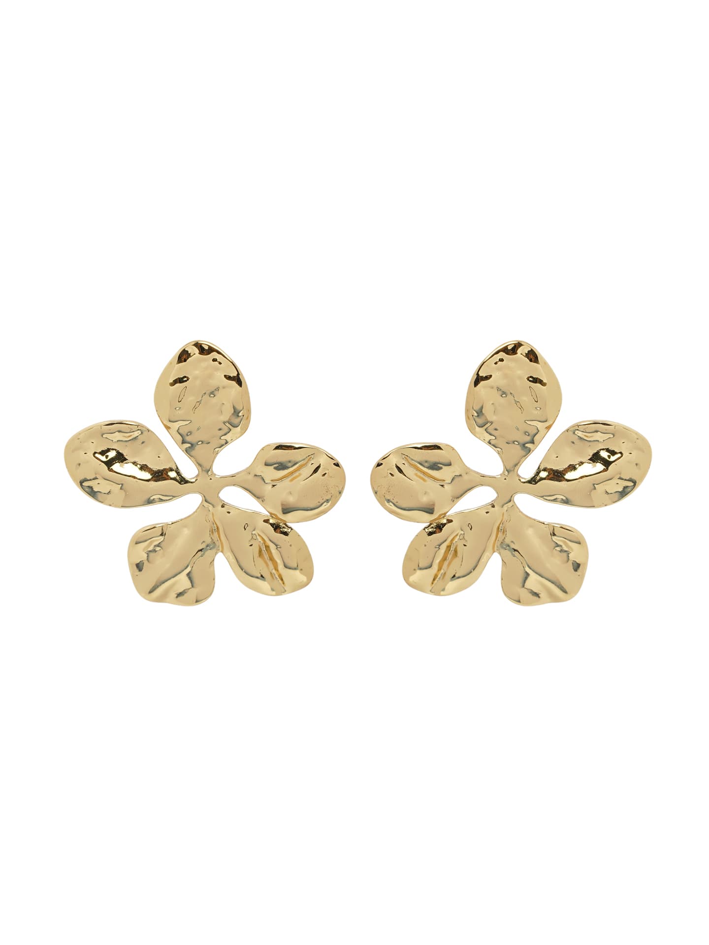 Modern Gold Abstract Flower Stud Earrings-2