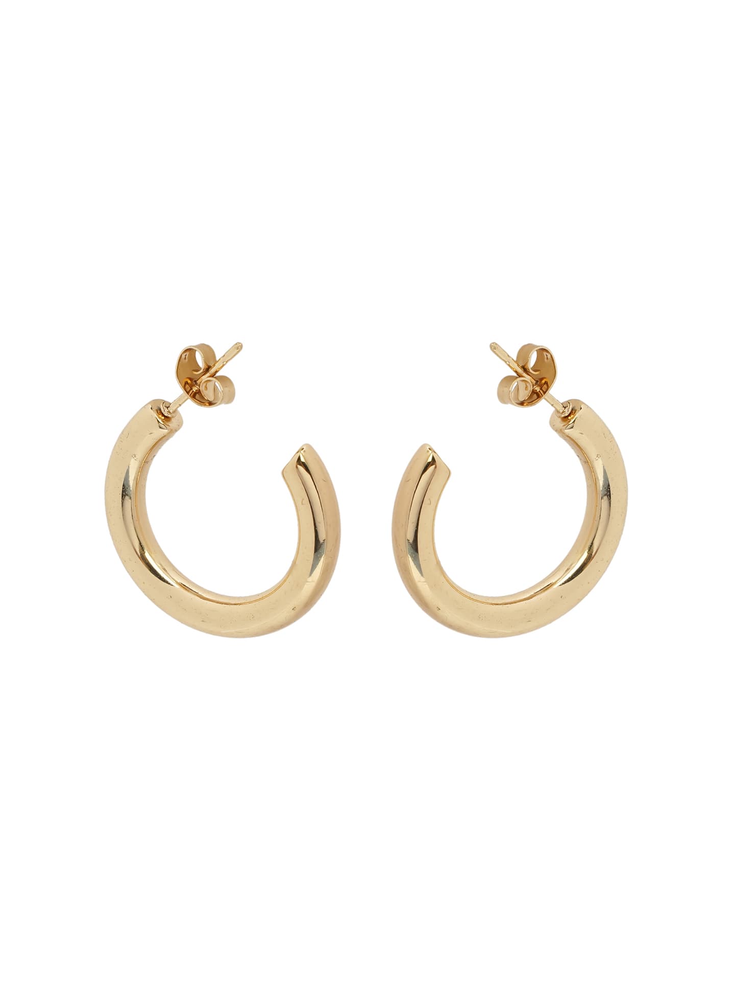 Thick Gold Open C-Hoop Stud Earrings-1
