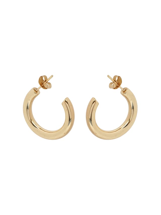 Thick Gold Open C-Hoop Stud Earrings-thumb-1