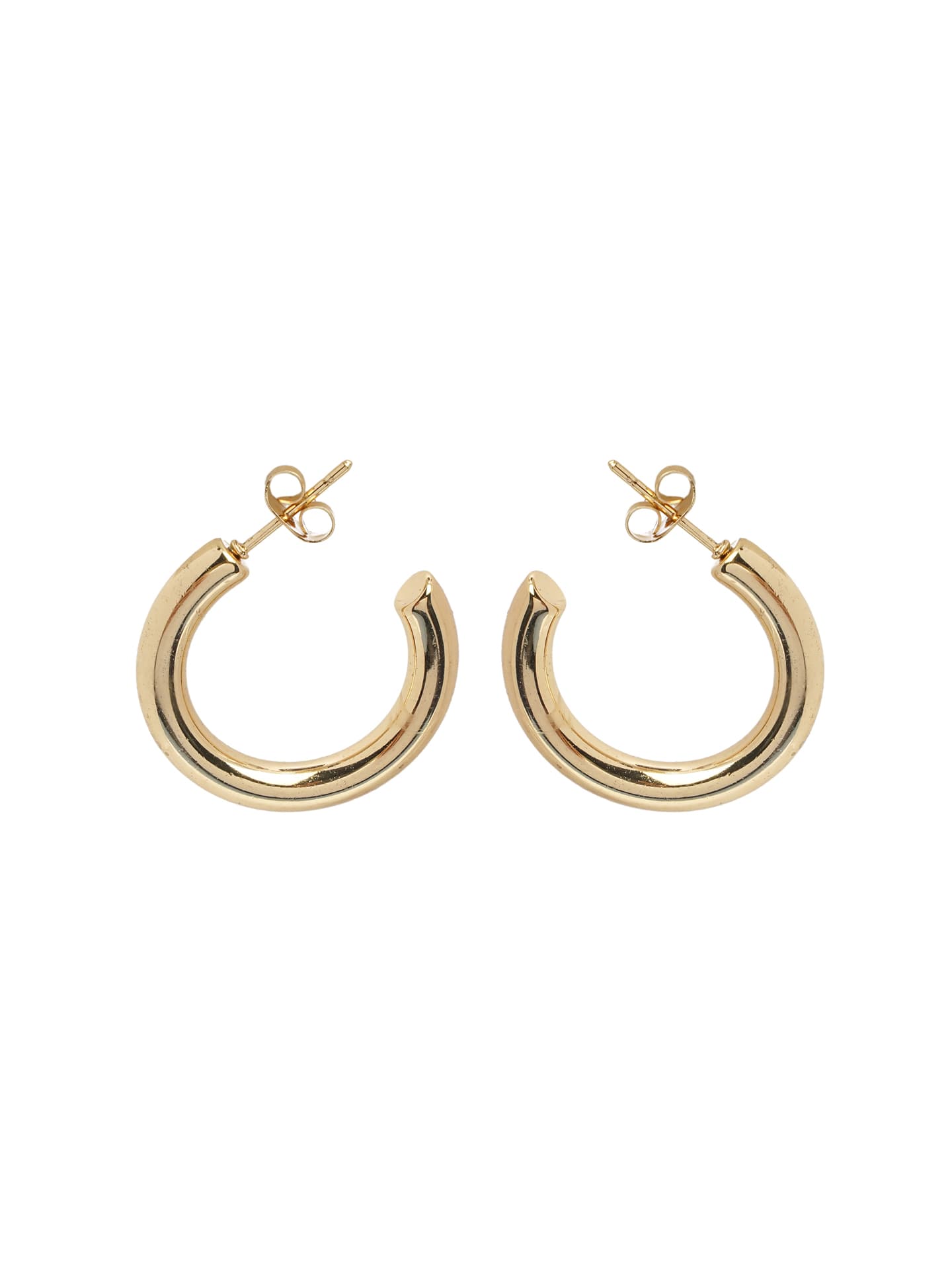 Thick Gold Open C-Hoop Stud Earrings-2