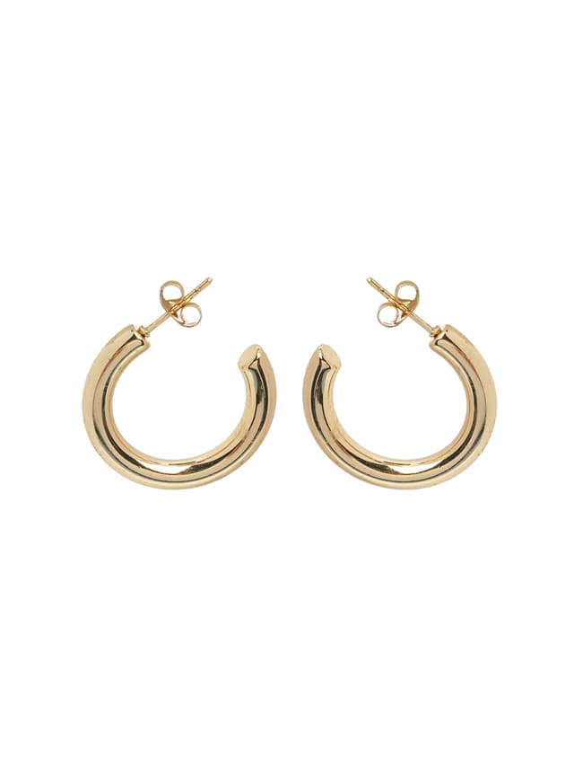 Thick Gold Open C-Hoop Stud Earrings-thumb-2