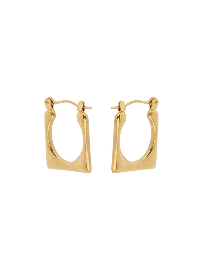 Modern Gold Rectangular Hoop Earrings-thumb-1