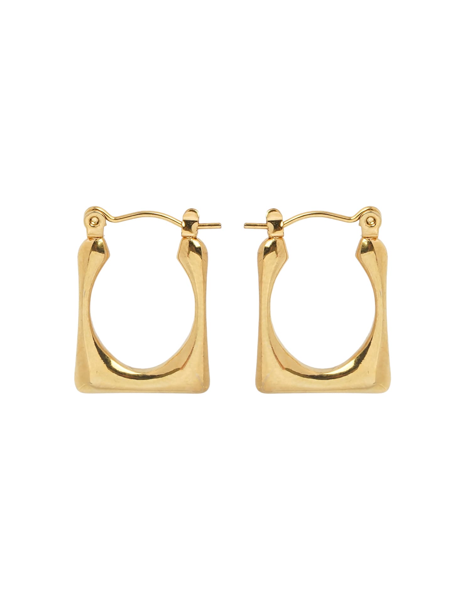 Modern Gold Rectangular Hoop Earrings-2