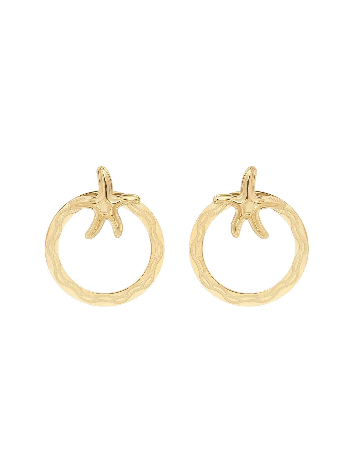 Chic Gold Starfish Circle Stud Earrings-2