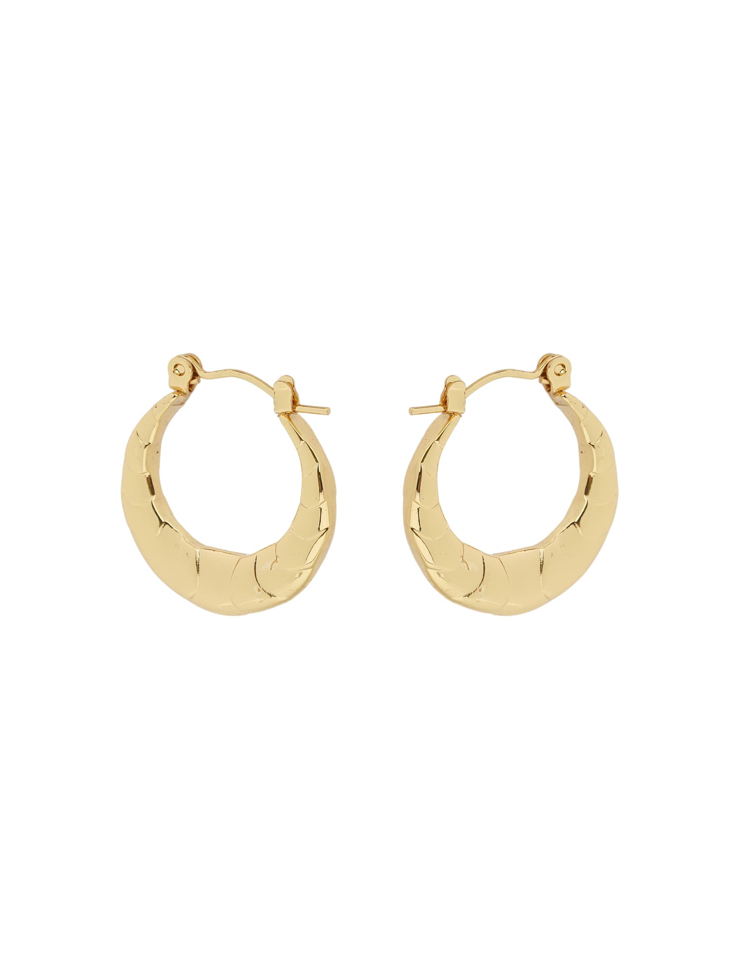 Gold Textured Crescent Hoop Earrings-1