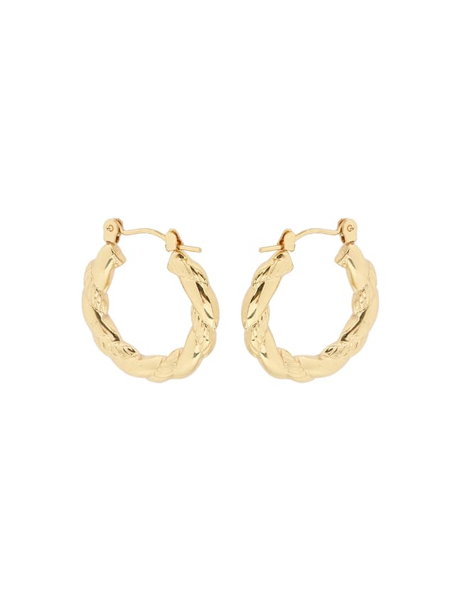Chunky Gold Twisted Round Hoop Earrings-thumb-1