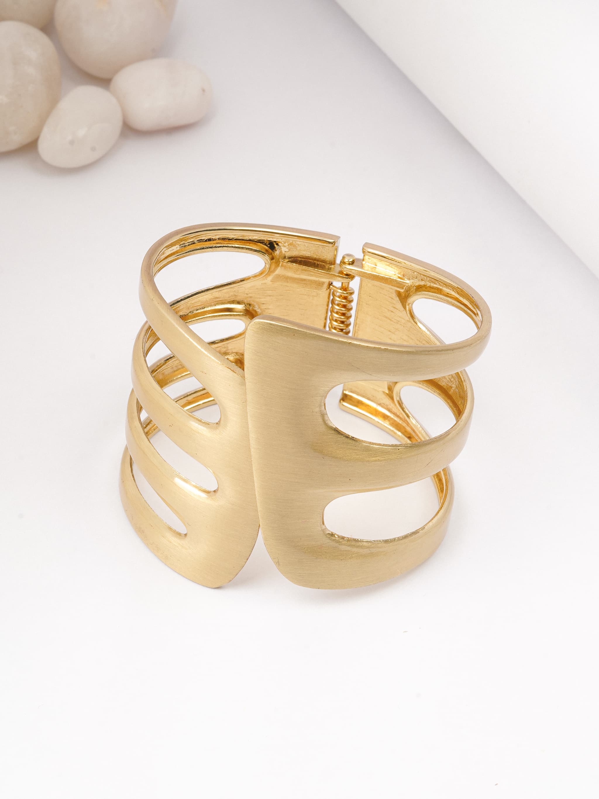 The "Goddess" Cuff: Matte Gold Geometric Statement Bracelet-0