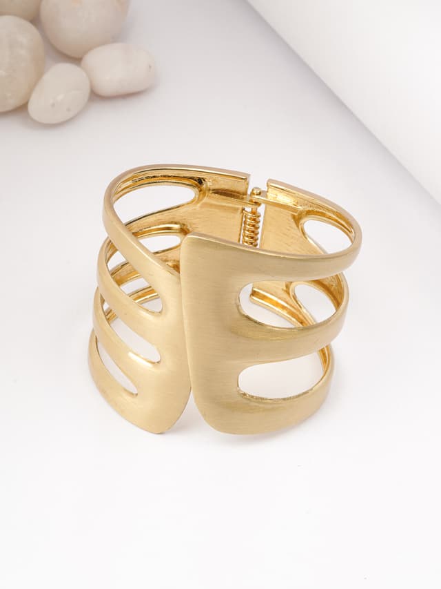 The "Goddess" Cuff: Matte Gold Geometric Statement Bracelet-thumb-0