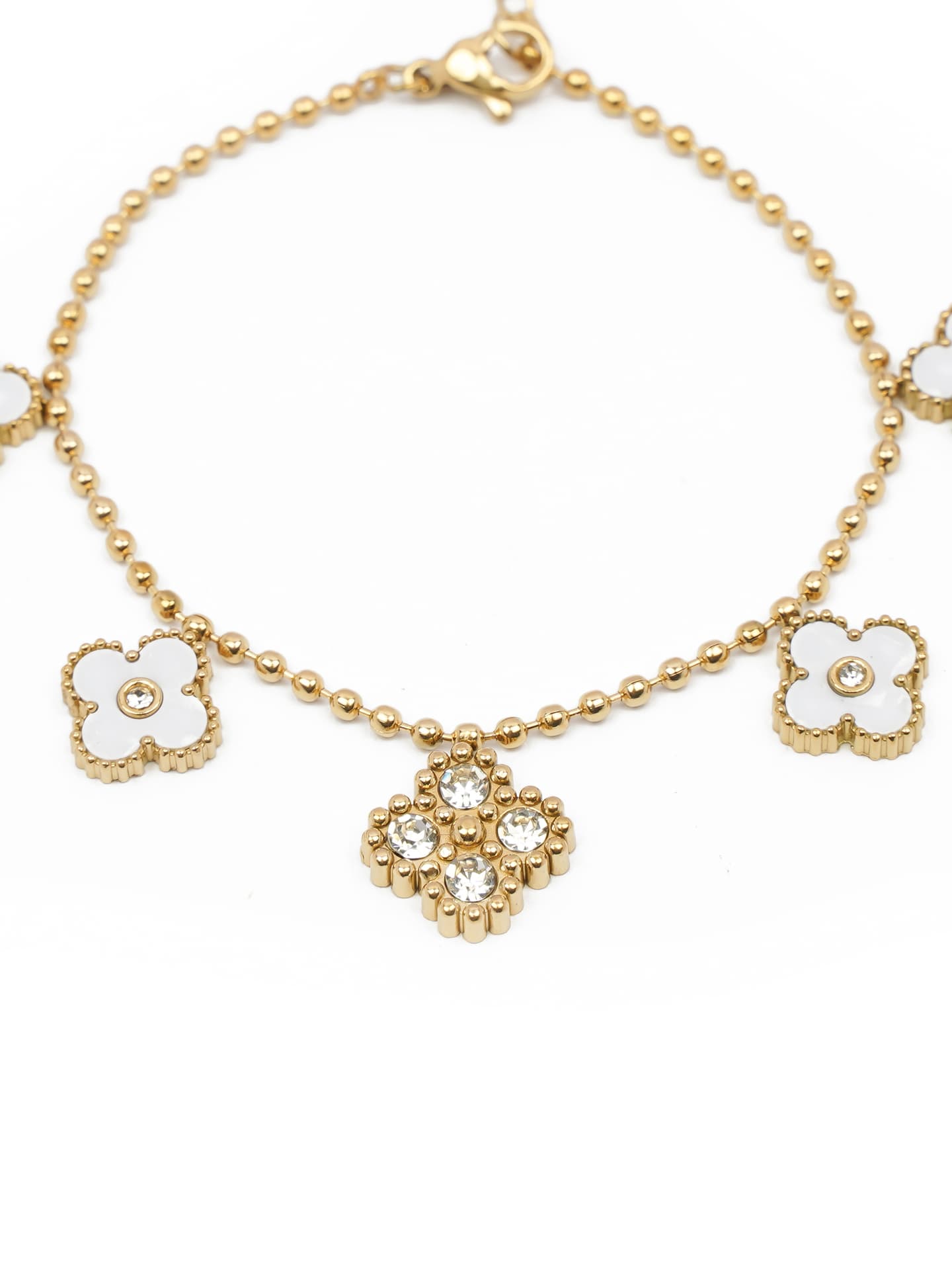Gold Outline Cloud/Flower Link Bracelet-1