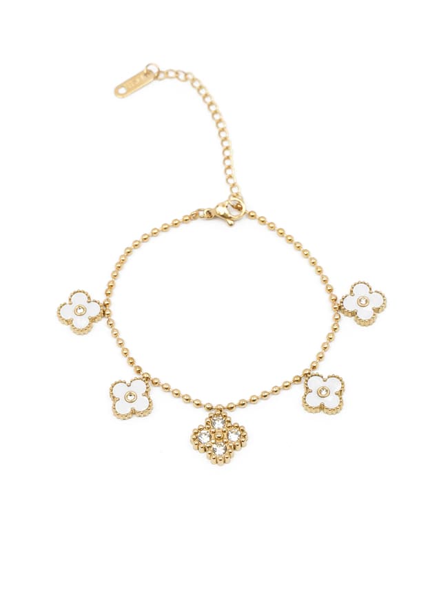 Gold Outline Cloud/Flower Link Bracelet-thumb-2