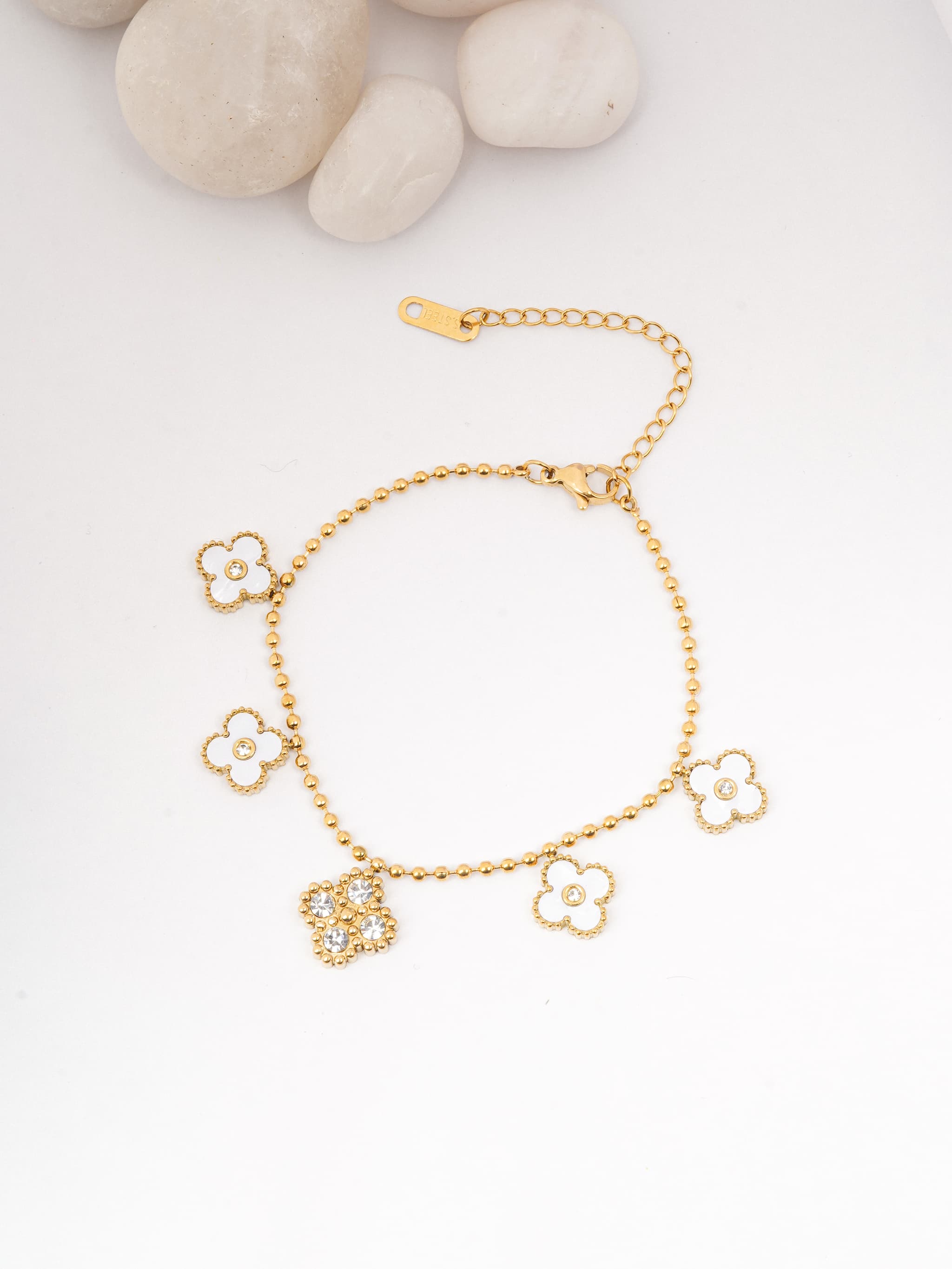 Gold Outline Cloud/Flower Link Bracelet-0