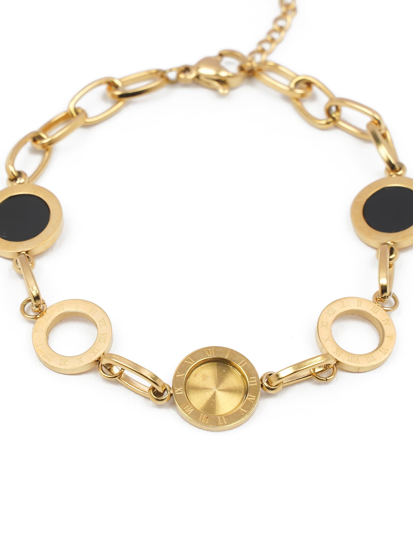 Modern Black and Gold Circle Bracelet with Openwork-1