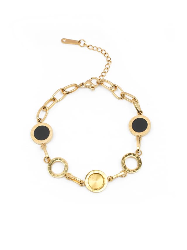 Modern Black and Gold Circle Bracelet with Openwork-thumb-2