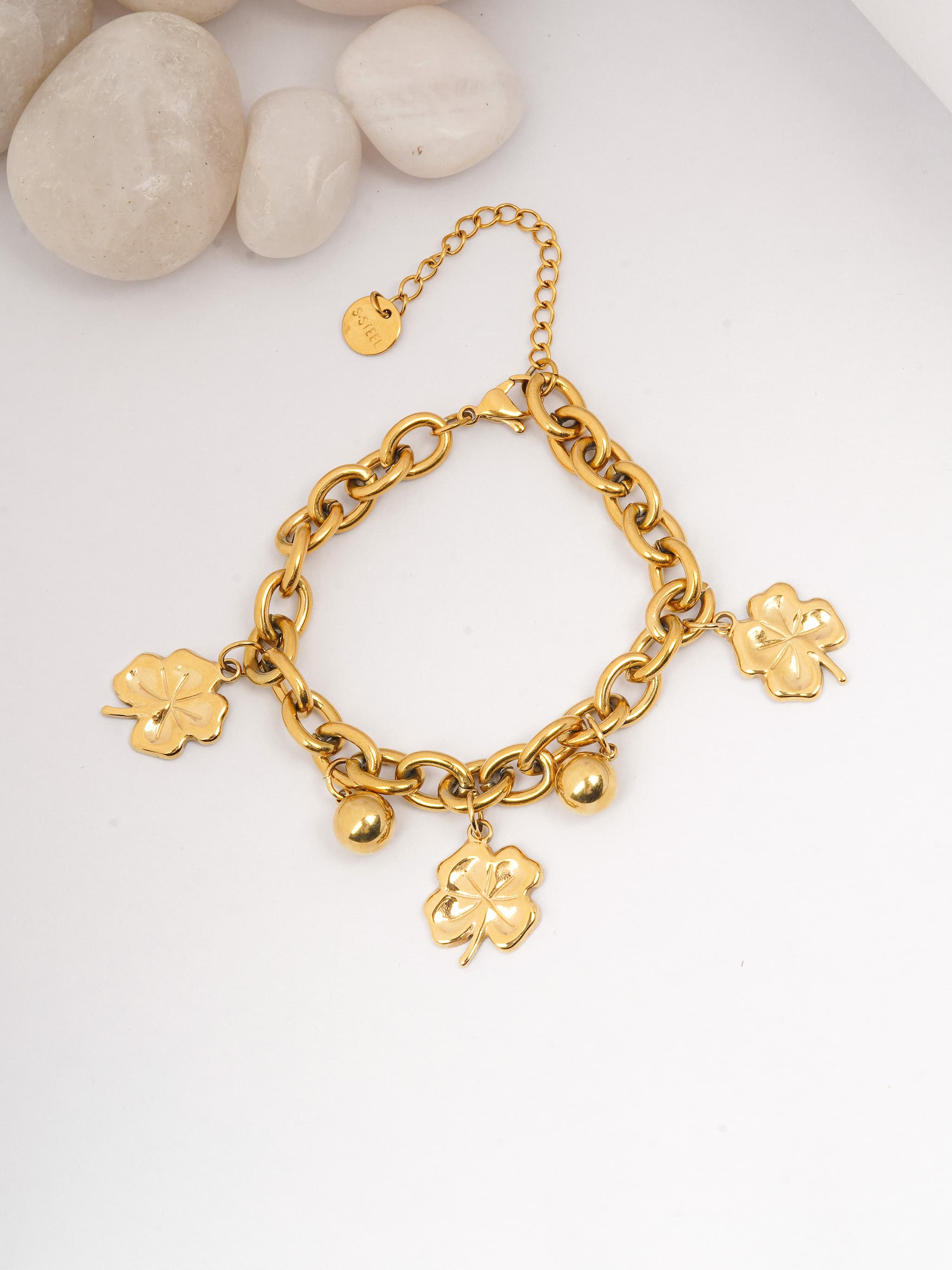 Charmingly Lucky: The Clover & Ball Bracelet-0