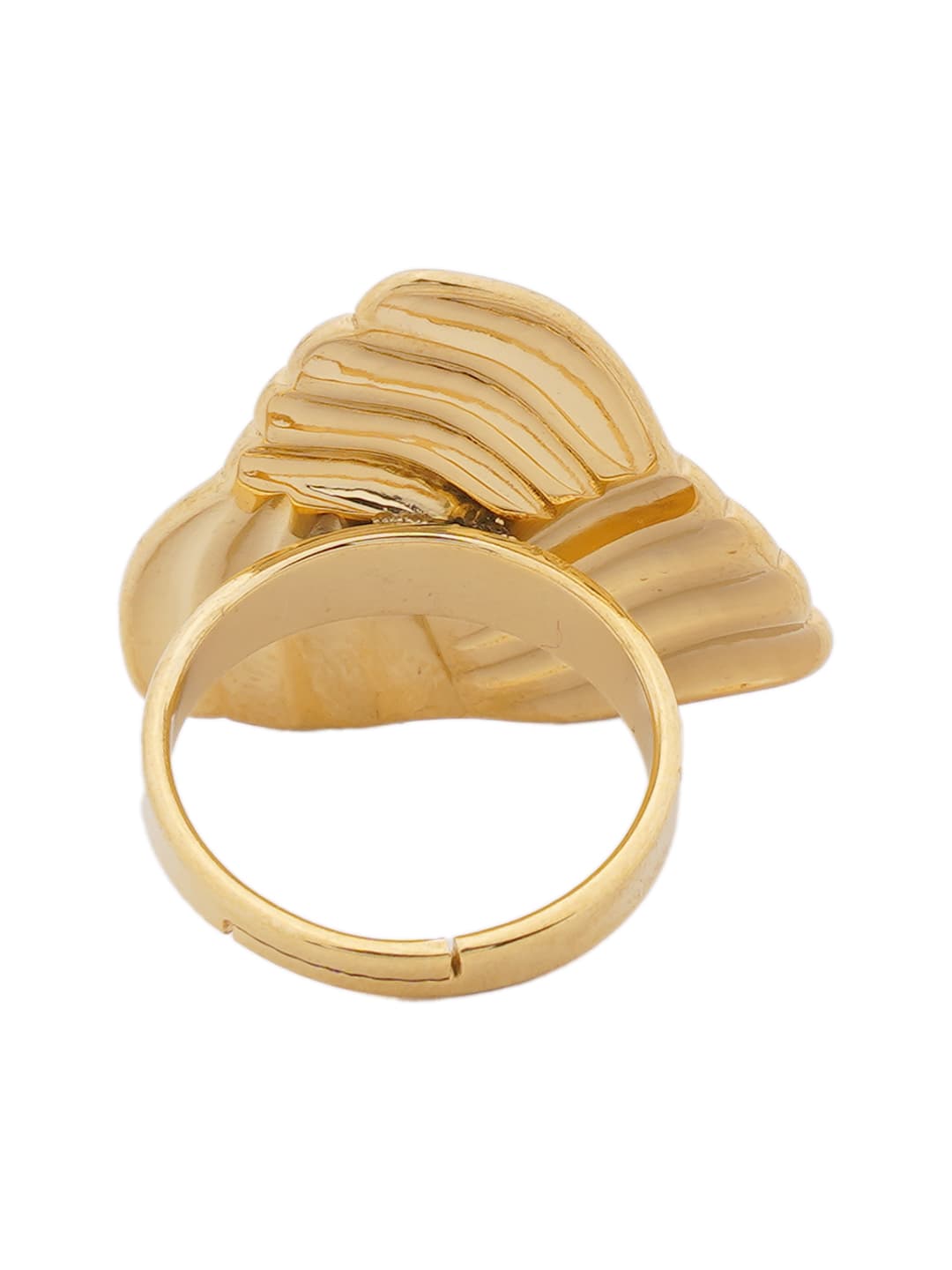 Sculptural Gold Ribbed Ring-2