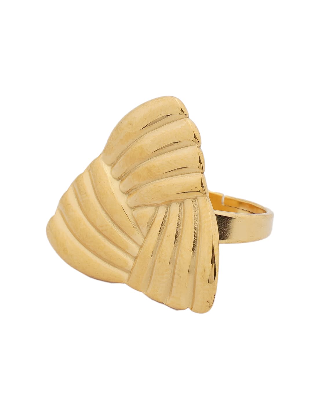 Sculptural Gold Ribbed Ring-1
