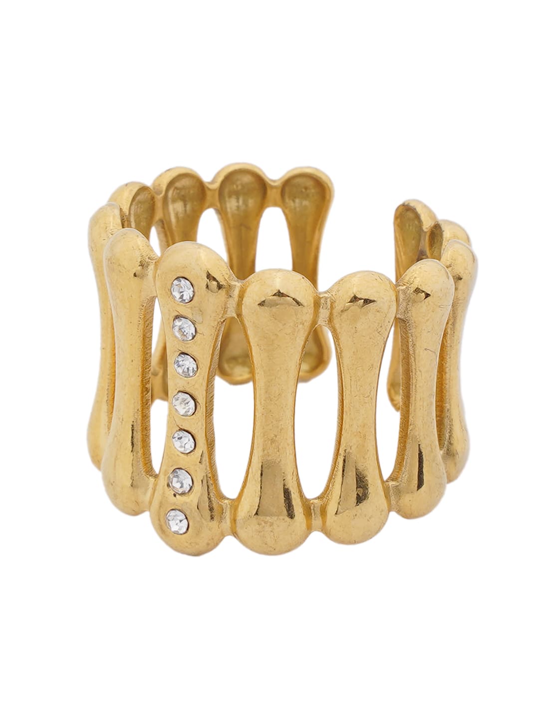 Gold Sculptural Ring with Crystal Accents-1