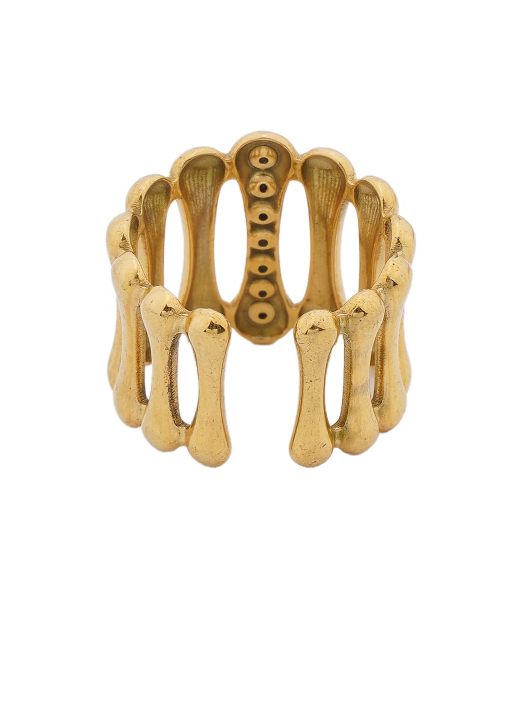Gold Sculptural Ring with Crystal Accents-2
