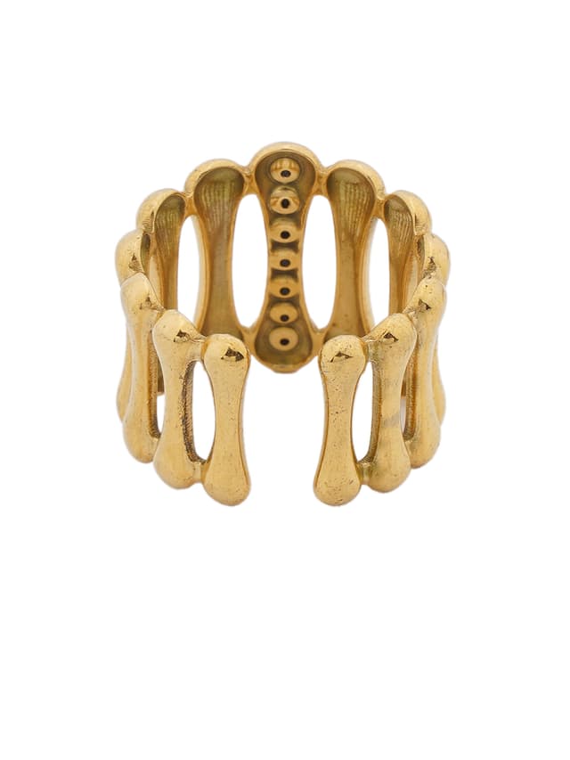 Gold Sculptural Ring with Crystal Accents-thumb-2