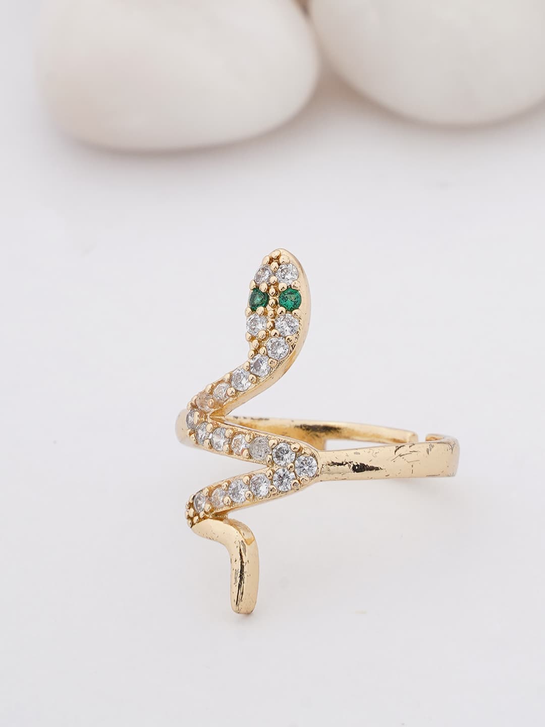 Tone Snake Ring with Crystal Accents-0