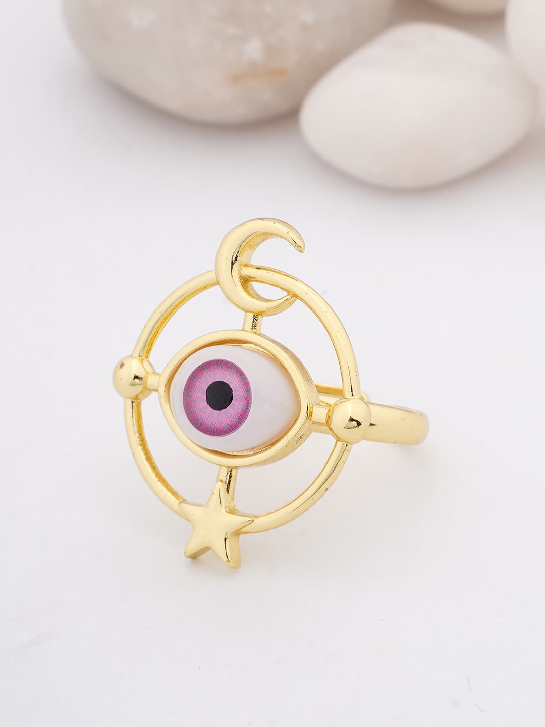 Gold-Tone Evil Eye Celestial Ring-0