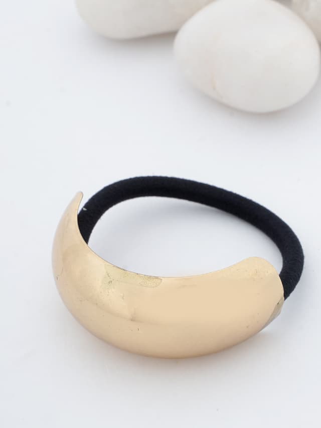 Gold Dome Hair Cuff with Elastic Tie-thumb-0
