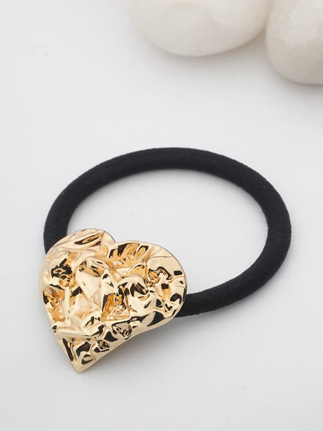 Abstract Hammered Heart Hair Tie-thumb-0