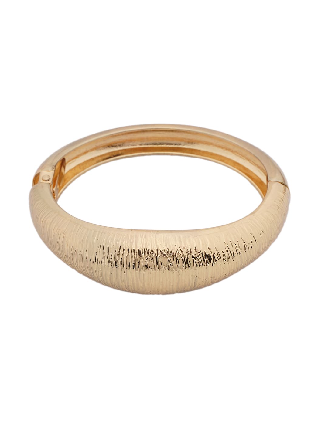 Gold-Tone Textured Hinged Bangle-2