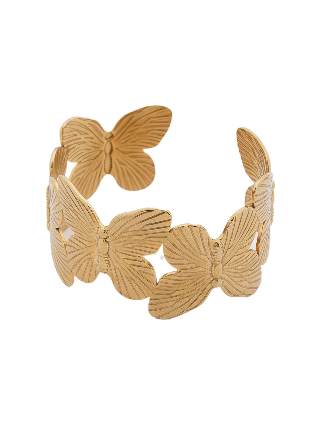 Gold Butterfly Cutwork Cuff Bracelet-2