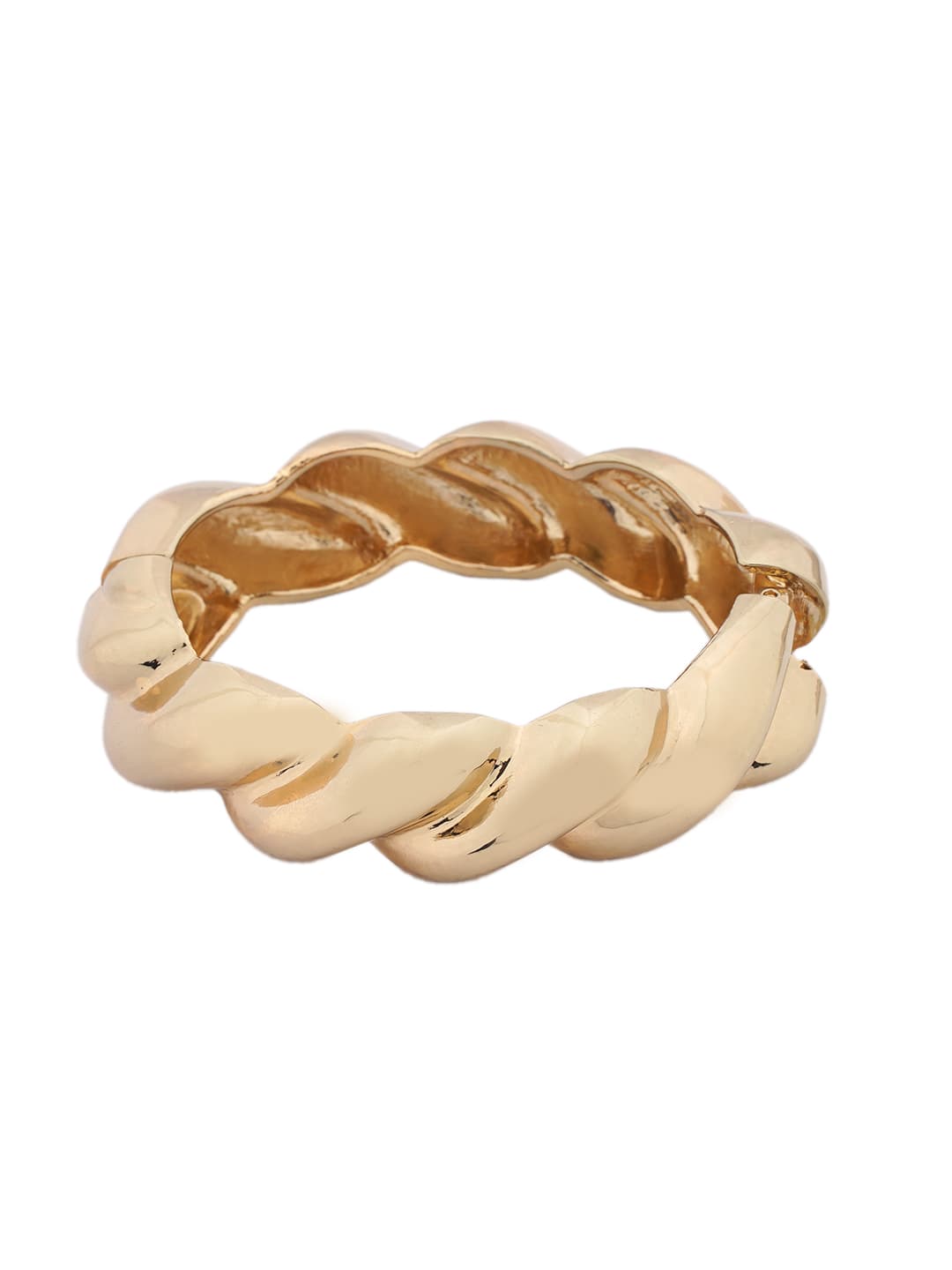 Gold Twisted Link Hinged Bangle-2