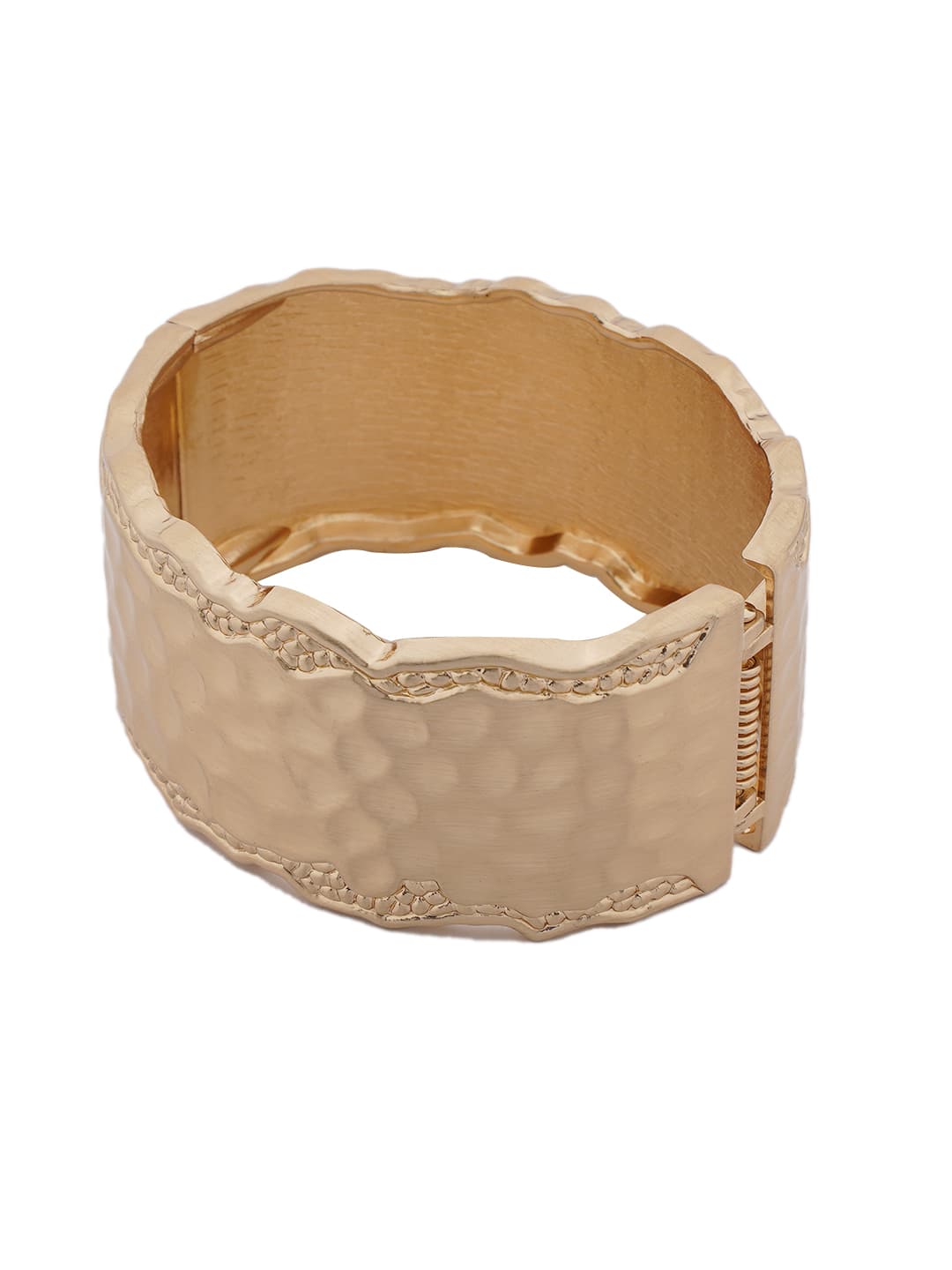 Gold Textured Wide Hinged Bangle-1