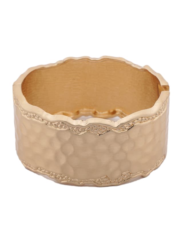 Gold Textured Wide Hinged Bangle-thumb-2
